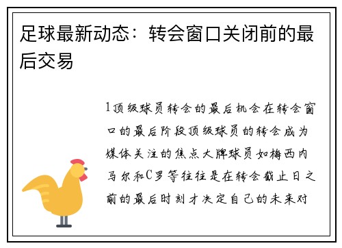 足球最新动态：转会窗口关闭前的最后交易